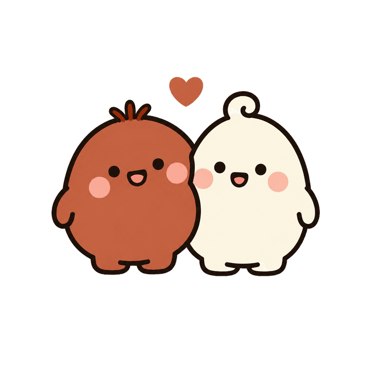 Pip and Mo, leaning on each other